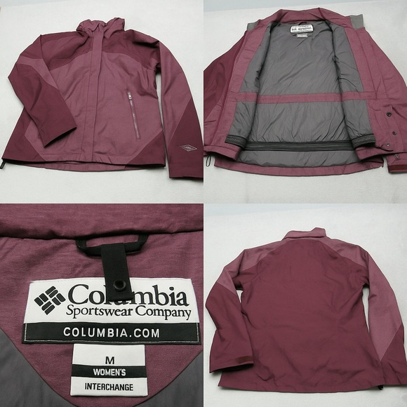 Columbia Jacket Womens Medium Purple Interchange Omni Tech Waterproof‎ Rain READ - Picture 1 of 16